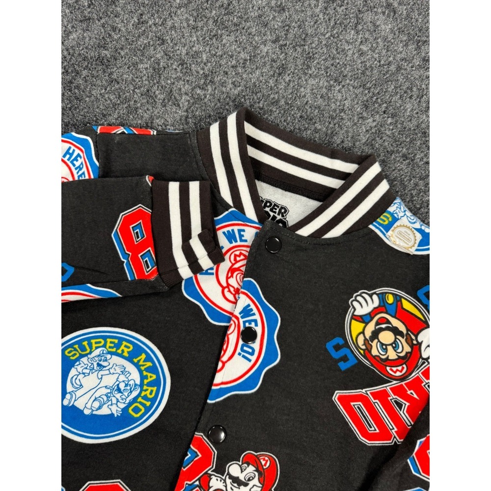 Kids Super Mario Nintendo Hybrid Snap Button Bomber Jacket Size Small